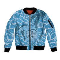Gulf of Mexico Forever Sleeve Zip Bomber Jacket Mexican Turtle Blue Version