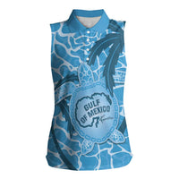 Gulf of Mexico Forever Women Sleeveless Polo Shirt Mexican Turtle Blue Version