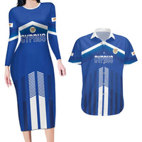 Custom Cyprus Football Couples Matching Long Sleeve Bodycon Dress and Hawaiian Shirt Go Champions