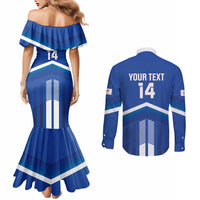 Custom Cyprus Football Couples Matching Mermaid Dress and Long Sleeve Button Shirt Go Champions