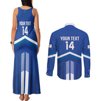 Custom Cyprus Football Couples Matching Tank Maxi Dress and Long Sleeve Button Shirt Go Champions