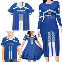 Custom Cyprus Football Family Matching Long Sleeve Bodycon Dress and Hawaiian Shirt Go Champions