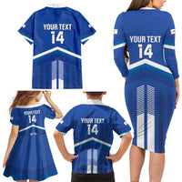 Custom Cyprus Football Family Matching Long Sleeve Bodycon Dress and Hawaiian Shirt Go Champions