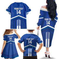 Custom Cyprus Football Family Matching Off The Shoulder Long Sleeve Dress and Hawaiian Shirt Go Champions