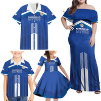 Custom Cyprus Football Family Matching Off Shoulder Maxi Dress and Hawaiian Shirt Go Champions