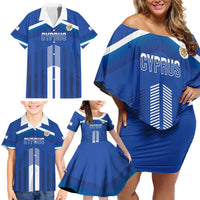 Custom Cyprus Football Family Matching Off Shoulder Short Dress and Hawaiian Shirt Go Champions