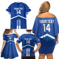 Custom Cyprus Football Family Matching Off Shoulder Short Dress and Hawaiian Shirt Go Champions