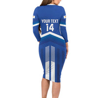 Custom Cyprus Football Long Sleeve Bodycon Dress Go Champions