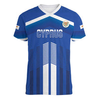 Custom Cyprus Football Women V-Neck T-Shirt Go Champions