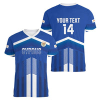 Custom Cyprus Football Women V-Neck T-Shirt Go Champions