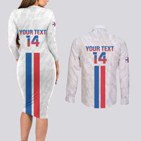 Custom Faroe Islands Football Couples Matching Long Sleeve Bodycon Dress and Long Sleeve Button Shirt Come On National Team
