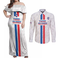 Custom Faroe Islands Football Couples Matching Off Shoulder Maxi Dress and Long Sleeve Button Shirt Come On National Team