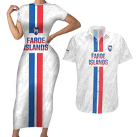 Custom Faroe Islands Football Couples Matching Short Sleeve Bodycon Dress and Hawaiian Shirt Come On National Team