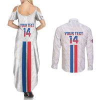 Custom Faroe Islands Football Couples Matching Summer Maxi Dress and Long Sleeve Button Shirt Come On National Team