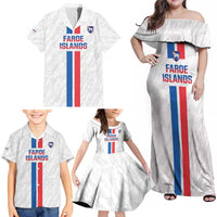 Custom Faroe Islands Football Family Matching Off Shoulder Maxi Dress and Hawaiian Shirt Come On National Team
