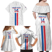 Custom Faroe Islands Football Family Matching Off Shoulder Maxi Dress and Hawaiian Shirt Come On National Team