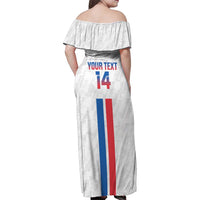 Custom Faroe Islands Football Family Matching Off Shoulder Maxi Dress and Hawaiian Shirt Come On National Team