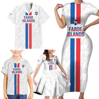 Custom Faroe Islands Football Family Matching Short Sleeve Bodycon Dress and Hawaiian Shirt Come On National Team