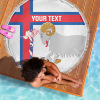 Custom Faroe Islands Football Beach Blanket Coat Of Arms Flag Style