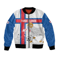 Custom Faroe Islands Football Bomber Jacket Coat Of Arms Flag Style