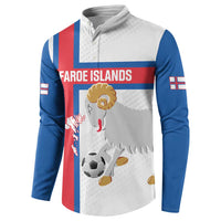 Custom Faroe Islands Football Button Sweatshirt Coat Of Arms Flag Style