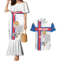 Custom Faroe Islands Football Couples Matching Mermaid Dress and Hawaiian Shirt Coat Of Arms Flag Style