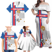 Custom Faroe Islands Football Family Matching Off Shoulder Maxi Dress and Hawaiian Shirt Coat Of Arms Flag Style