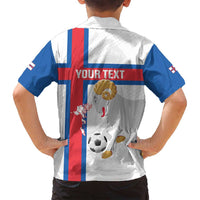 Custom Faroe Islands Football Family Matching Summer Maxi Dress and Hawaiian Shirt Coat Of Arms Flag Style