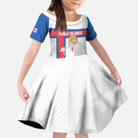 Custom Faroe Islands Football Family Matching Tank Maxi Dress and Hawaiian Shirt Coat Of Arms Flag Style
