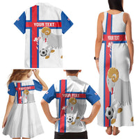 Custom Faroe Islands Football Family Matching Tank Maxi Dress and Hawaiian Shirt Coat Of Arms Flag Style