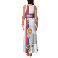 Custom Faroe Islands Football Family Matching Tank Maxi Dress and Hawaiian Shirt Coat Of Arms Flag Style