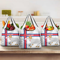 Custom Faroe Islands Football Grocery Bag Coat Of Arms Flag Style