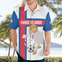 Custom Faroe Islands Football Hawaiian Shirt Coat Of Arms Flag Style