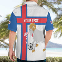 Custom Faroe Islands Football Hawaiian Shirt Coat Of Arms Flag Style