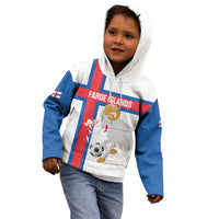 Custom Faroe Islands Football Kid Hoodie Coat Of Arms Flag Style
