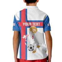 Custom Faroe Islands Football Kid Polo Shirt Coat Of Arms Flag Style