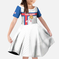 Custom Faroe Islands Football Kid Short Sleeve Dress Coat Of Arms Flag Style
