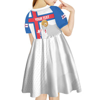 Custom Faroe Islands Football Kid Short Sleeve Dress Coat Of Arms Flag Style