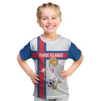 Custom Faroe Islands Football Kid T Shirt Coat Of Arms Flag Style