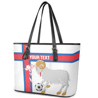 Custom Faroe Islands Football Leather Tote Bag Coat Of Arms Flag Style