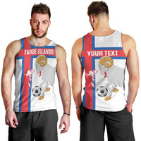 Custom Faroe Islands Football Men Tank Top Coat Of Arms Flag Style