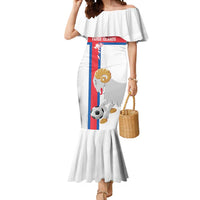 Custom Faroe Islands Football Mermaid Dress Coat Of Arms Flag Style