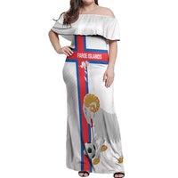 Custom Faroe Islands Football Off Shoulder Maxi Dress Coat Of Arms Flag Style