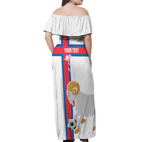 Custom Faroe Islands Football Off Shoulder Maxi Dress Coat Of Arms Flag Style