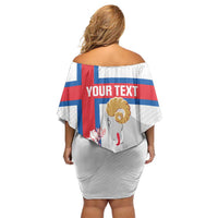 Custom Faroe Islands Football Off Shoulder Short Dress Coat Of Arms Flag Style