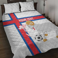 Custom Faroe Islands Football Quilt Bed Set Coat Of Arms Flag Style