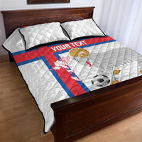 Custom Faroe Islands Football Quilt Bed Set Coat Of Arms Flag Style