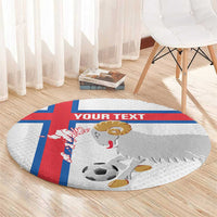 Custom Faroe Islands Football Round Carpet Coat Of Arms Flag Style