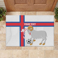Custom Faroe Islands Football Rubber Doormat Coat Of Arms Flag Style