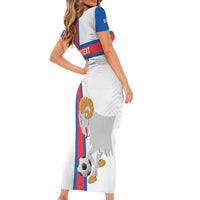 Custom Faroe Islands Football Short Sleeve Bodycon Dress Coat Of Arms Flag Style